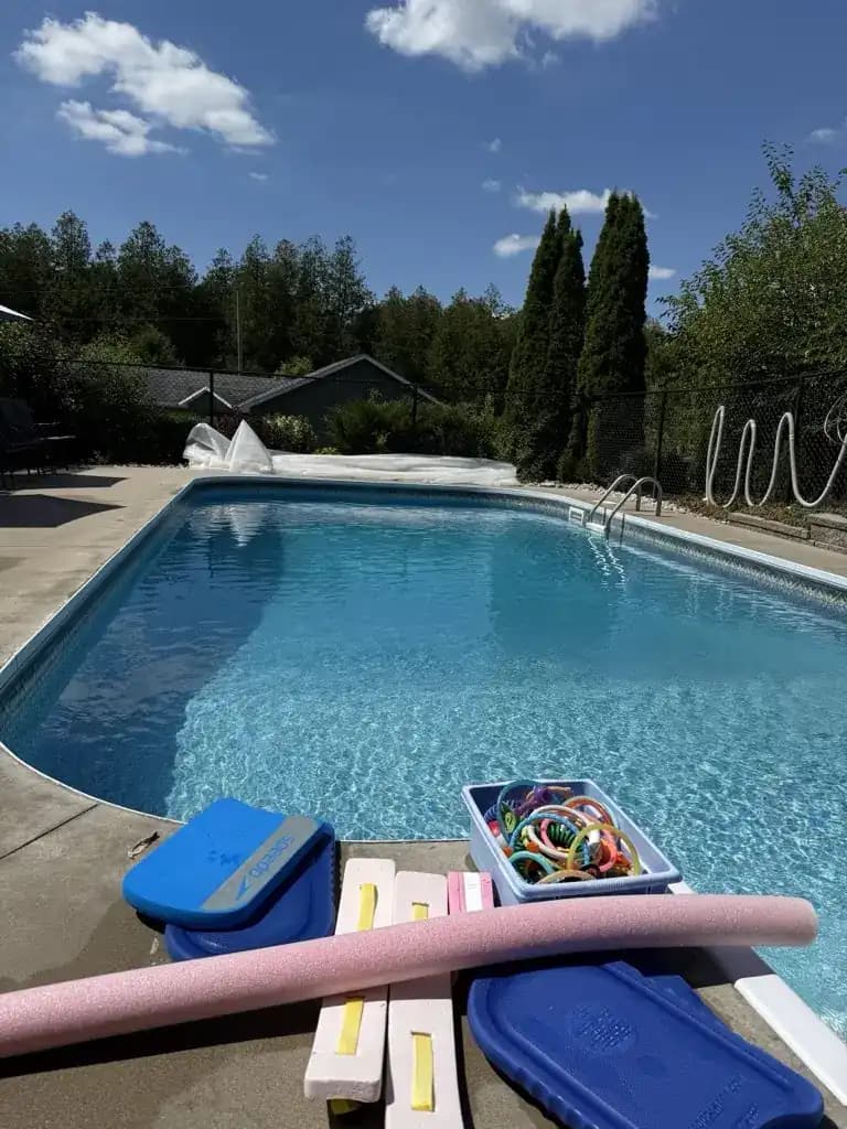 Private backyard pool for swim lessons